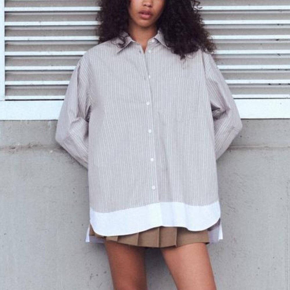 Zara Oversized Poplin With Double Cuffs